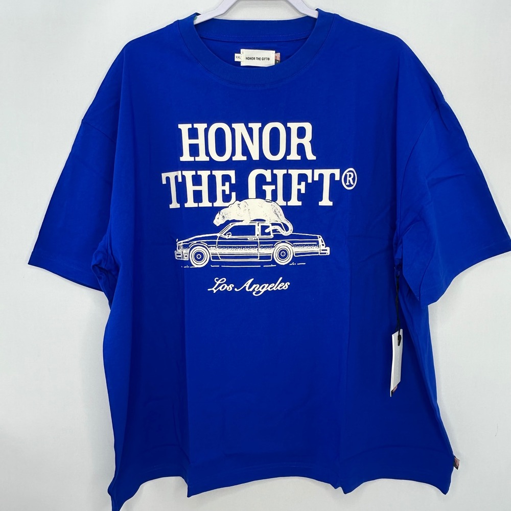 Honor The Gift‎ Los Angeles Car Graphic Tee Blue Mens XXL NWT Oversized Boxy Fit